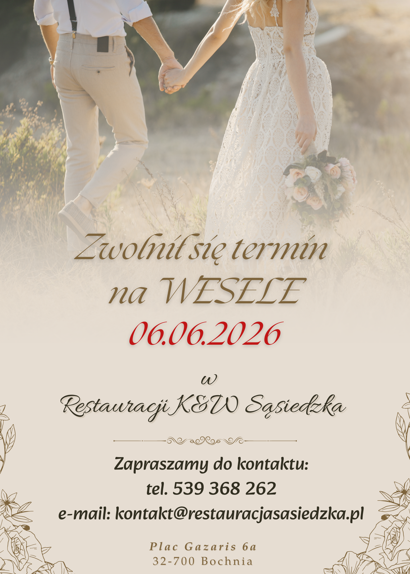 Brown and Beige Floral Bordered Wedding Invitation.png